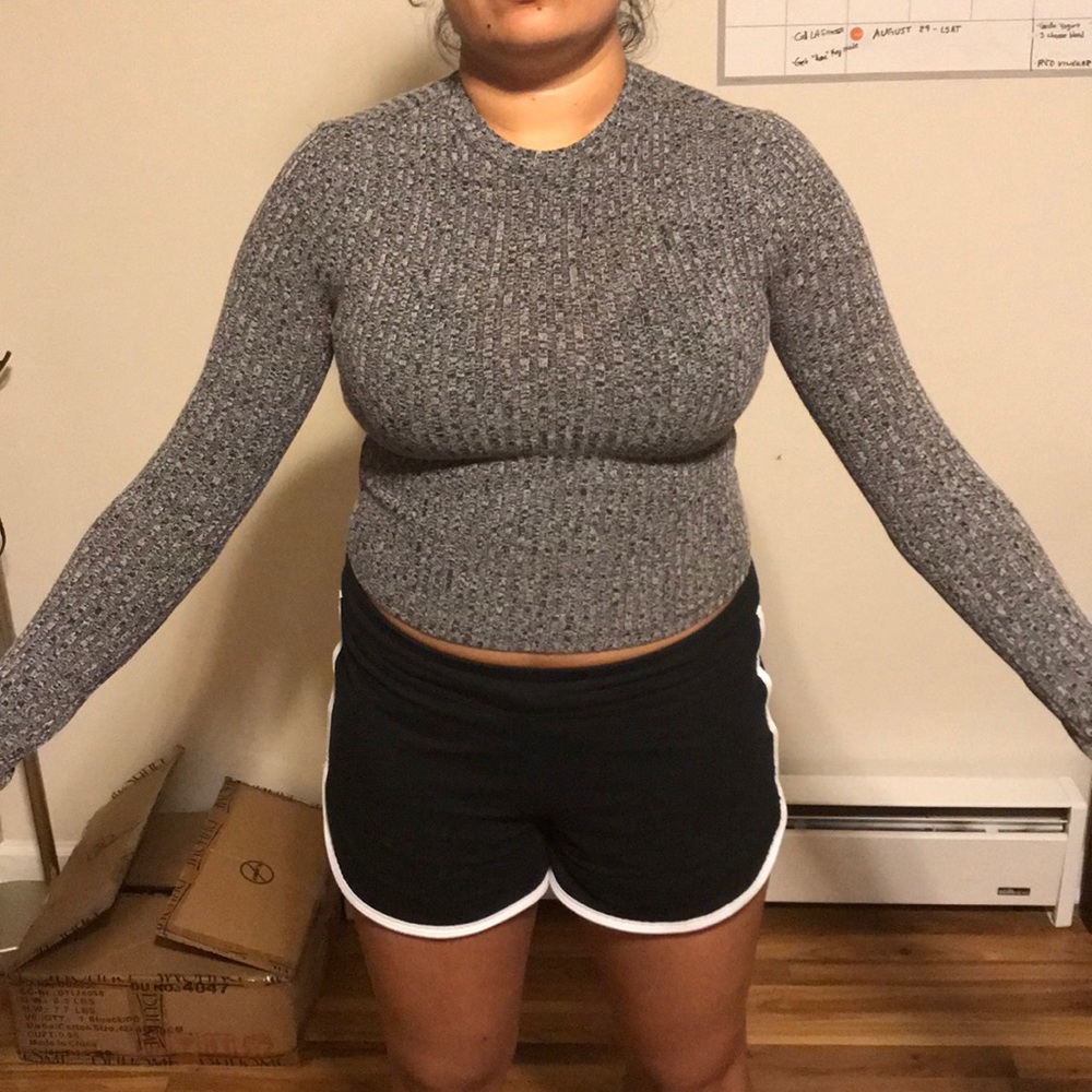 Salt and Pepper Cropped Sweater